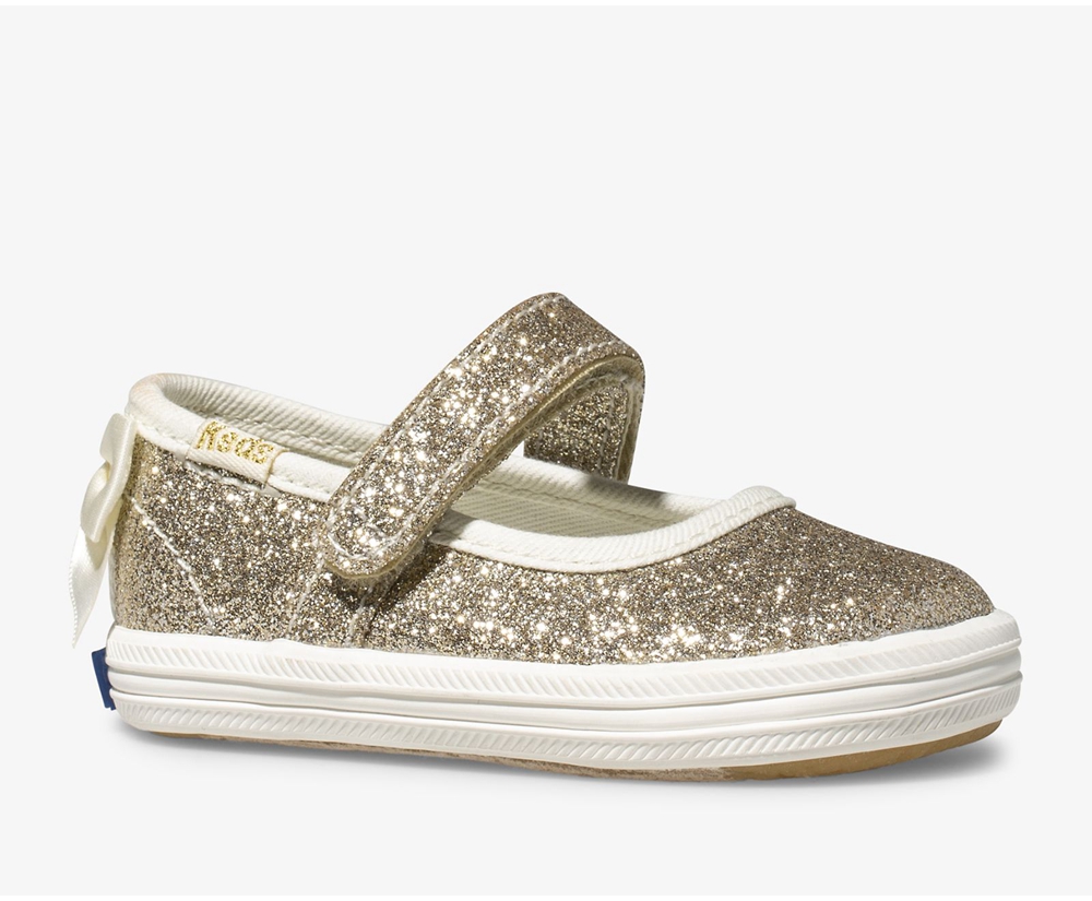 Kids Keds Slip Ons - Kate Spade new york Sloane MJ Glitter Crib - Gold - 7918-TCOJN